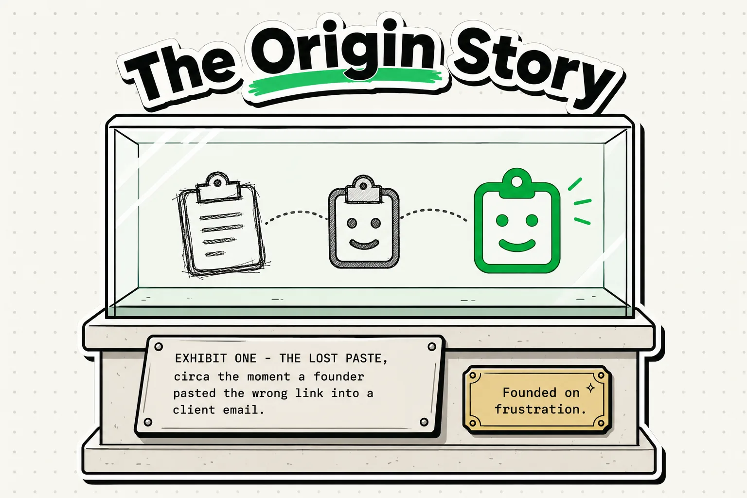 Museum plaque telling the origin story of the ClipboardAI app