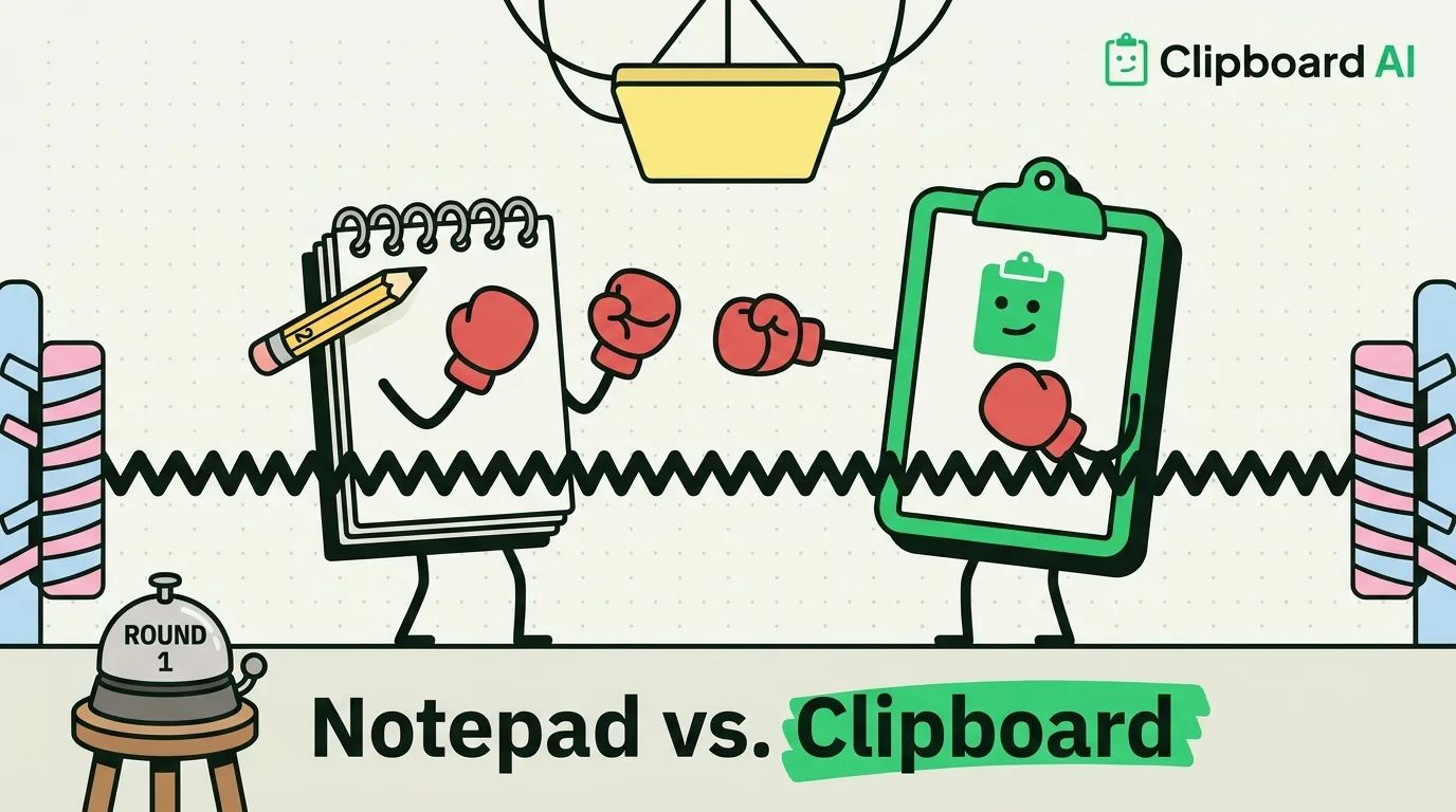 Cartoon notepad and green clipboard characters wearing boxing gloves squaring off in a ring with a round bell
