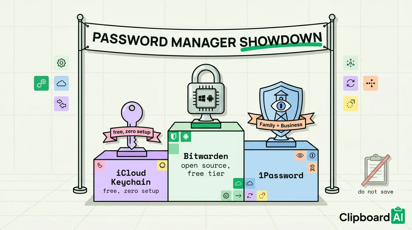 iCloud Keychain vs 1Password vs Bitwarden: Password Manager Showdown
