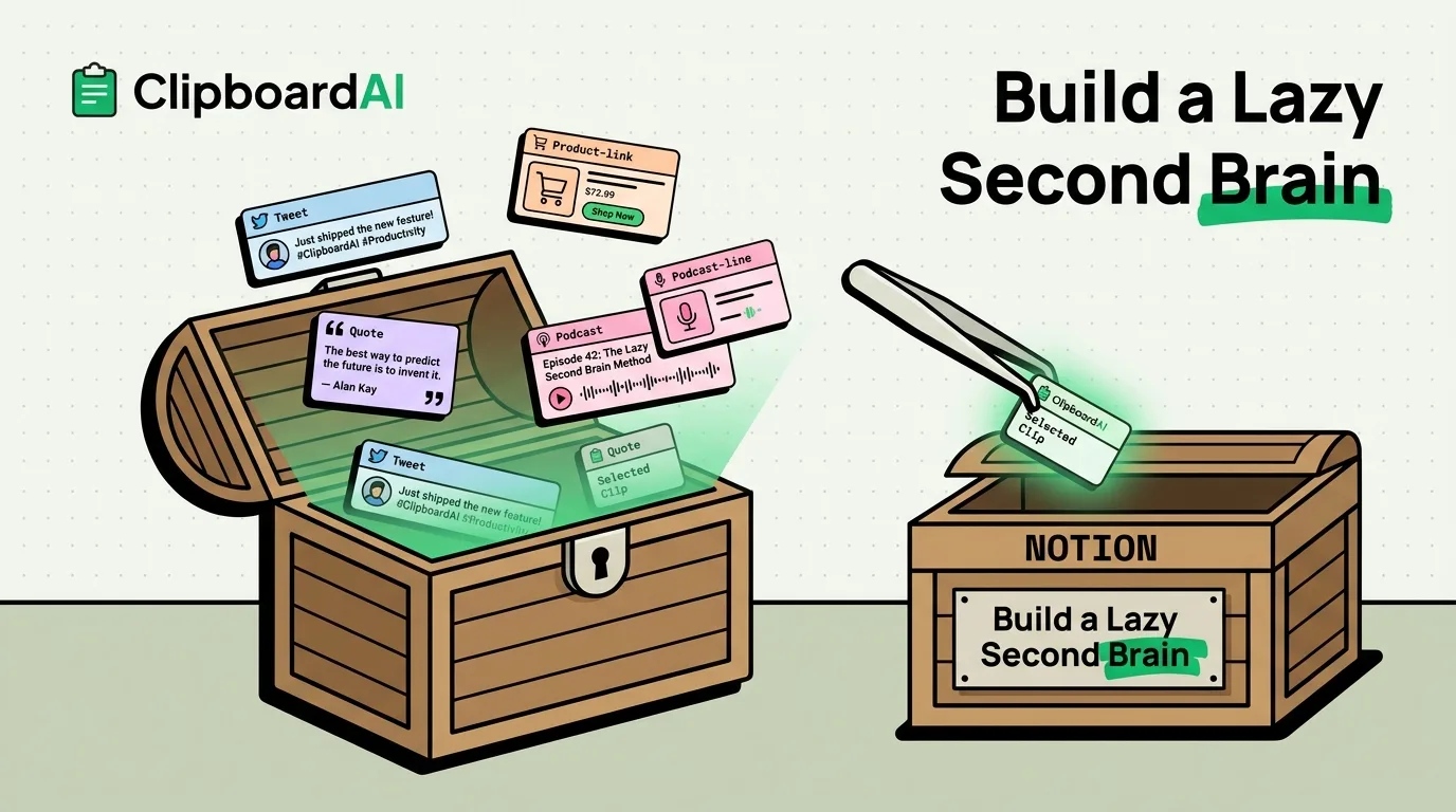 How to Build a Second Brain Using Your Clipboard (The Lazy Person's Guide)